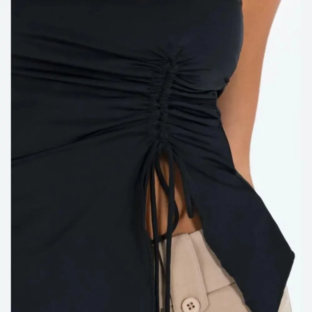 Princess polly black asymmetrical ruched